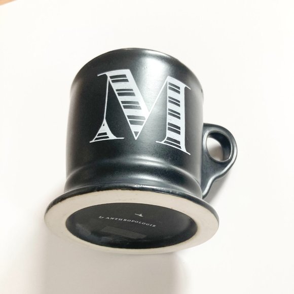ANTHROPOLOGIE Noir Monogram Mug, Letter "M" - Picture 6 of 8